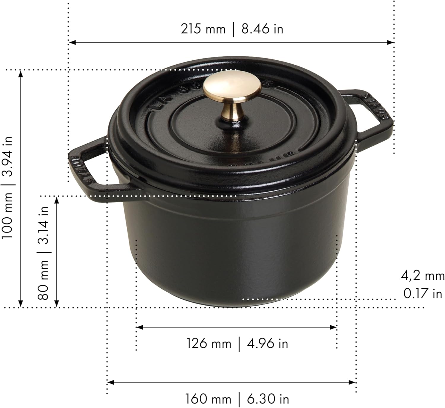 STAUB Garnek żeliwny, okrągły 28 cm, 6,7 L, Czarny