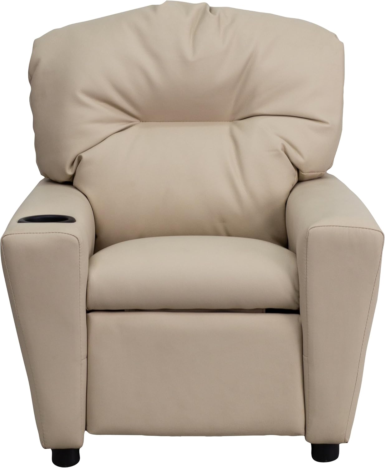 Flash Furniture Współczesny leżak dziecięcy z uchwytem na kubki, drewno, beżowy winyl, 66,04 x 53,34 x 53,34 cm