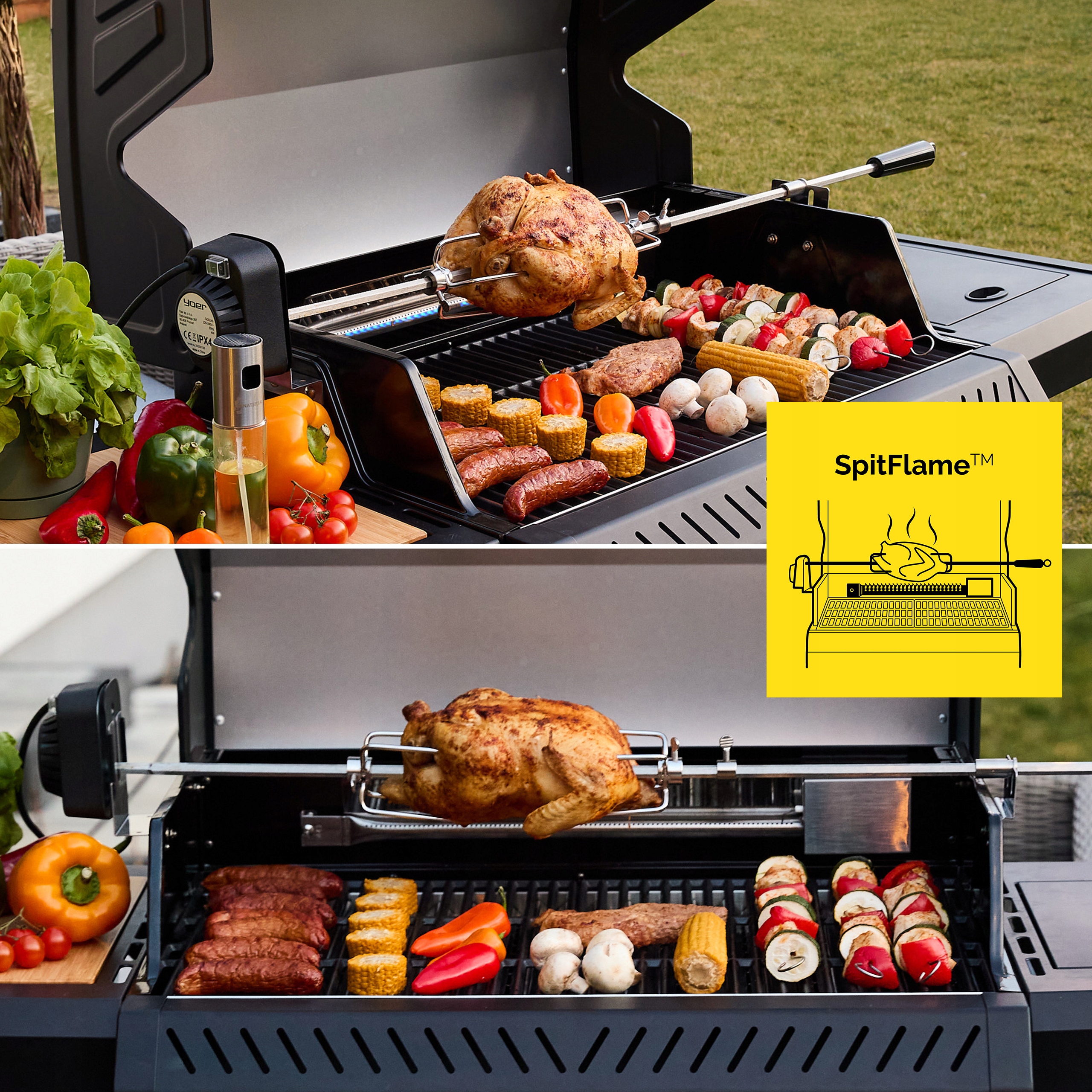 Grill gazowy Ogrodowy ŻELIWNY nierdzewny 3+2 Yoer 17,65 kW +szafka na butlę