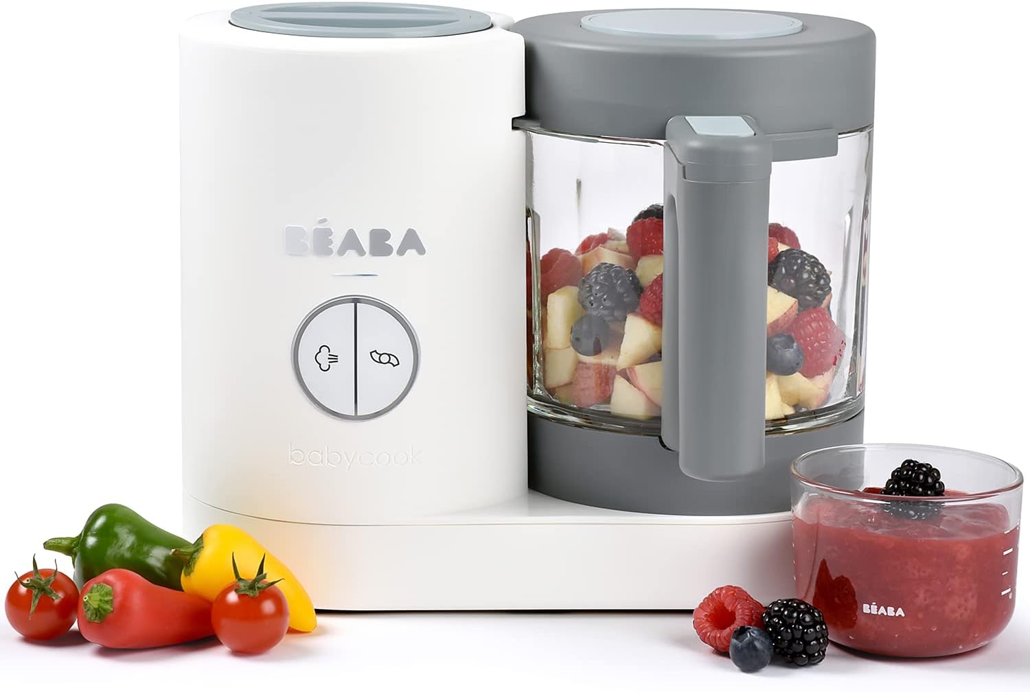BÉABA, Babycook Neo, mikser parowy 6 w 1, robot dla niemowląt, wyprodukowany we Francji, szklana miska, zbiornik ze stali nierdzewnej, duża pojemność, dywersyfikacja żywności, małe doniczki dla