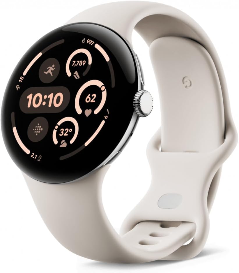 Google Pixel Watch 3 (45 mm) – smartwatch z systemem Android ze śledzeniem tętna, zaawansowane bieganie z Fitbit, Fitness Insights, 24-godzinna bateria – matowa czarna aluminiowa obudowa – pasek