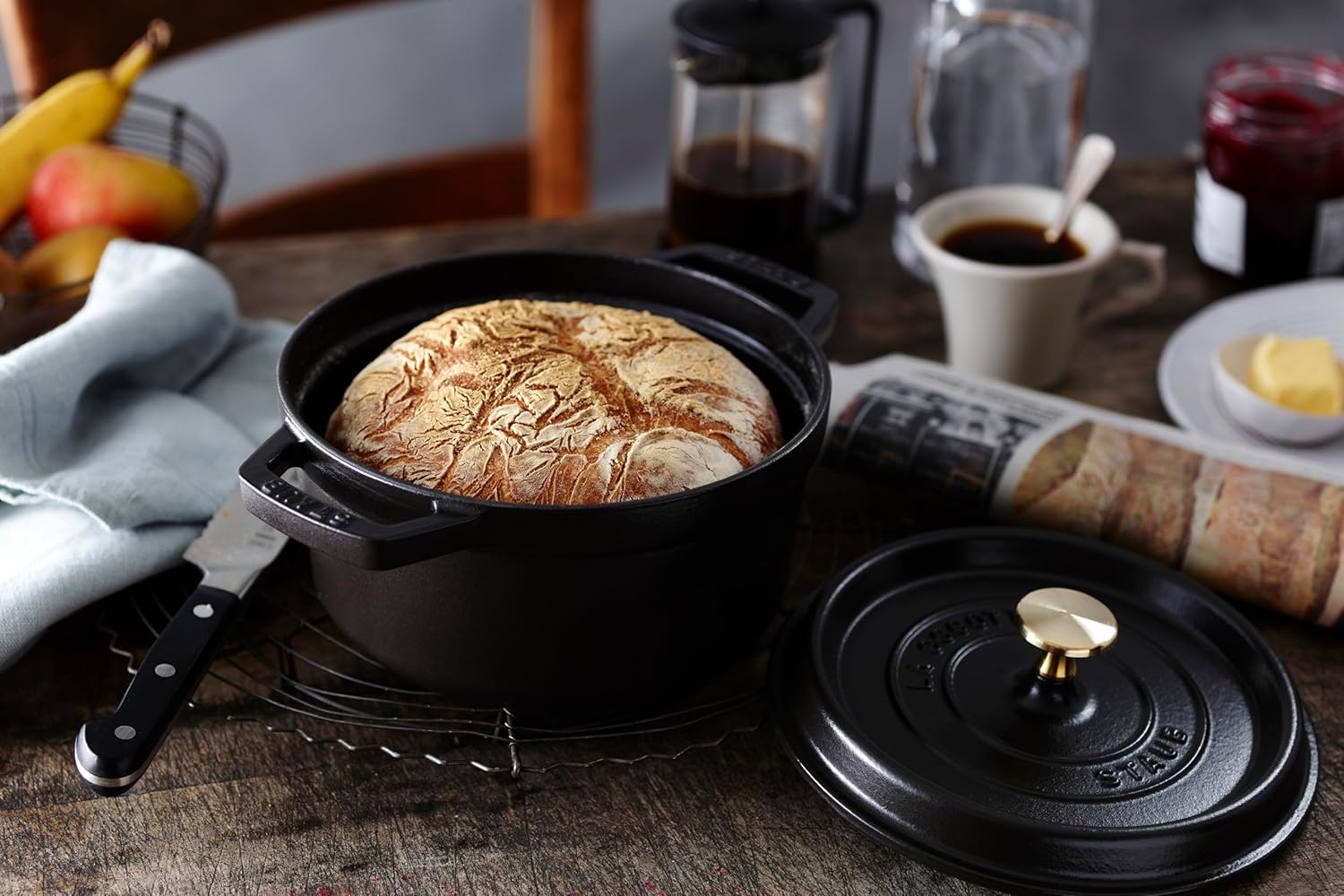 STAUB Garnek żeliwny, okrągły 28 cm, 6,7 L, Czarny