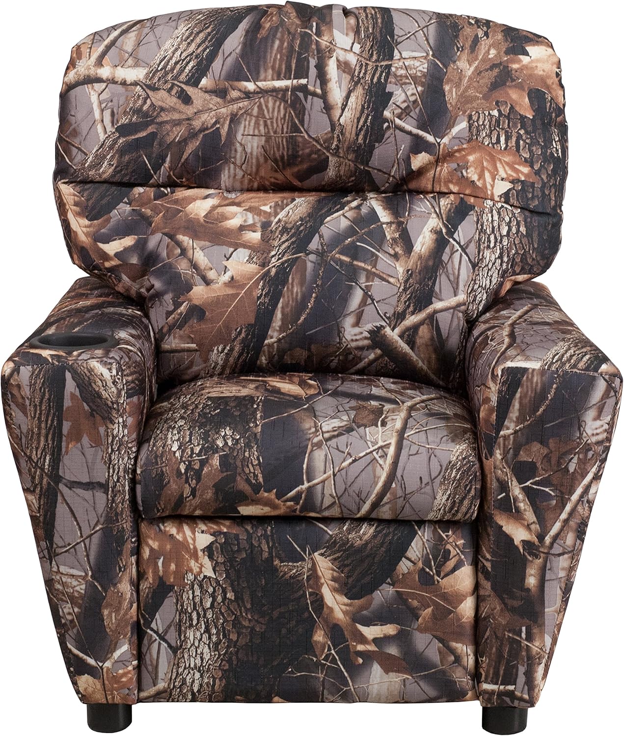 Flash Furniture Współczesny leżak dziecięcy z uchwytem na kubki, drewno, beżowy winyl, 66,04 x 53,34 x 53,34 cm