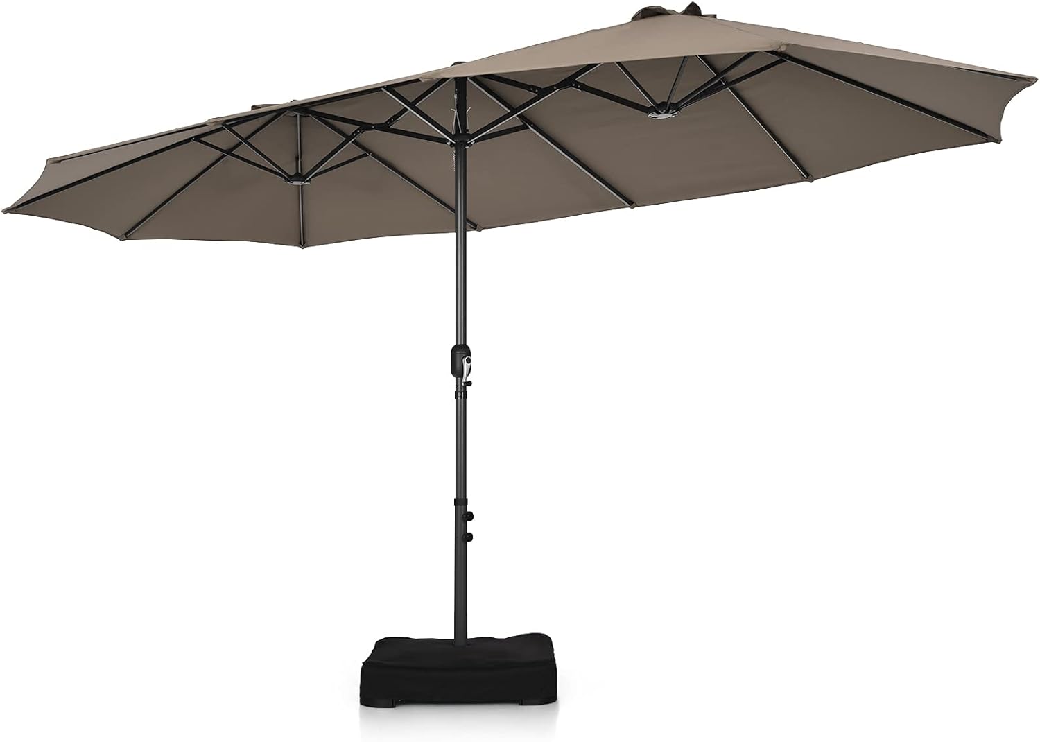 COSTWAY Parasol przeciwsłoneczny, prostokątny, 300 x 300 cm, duży parasol przeciwsłoneczny z korbą, parasol ogrodowy, odchylany o 360°, parasol tarasowy, do ogrodu, na taras, balkon (czarny)