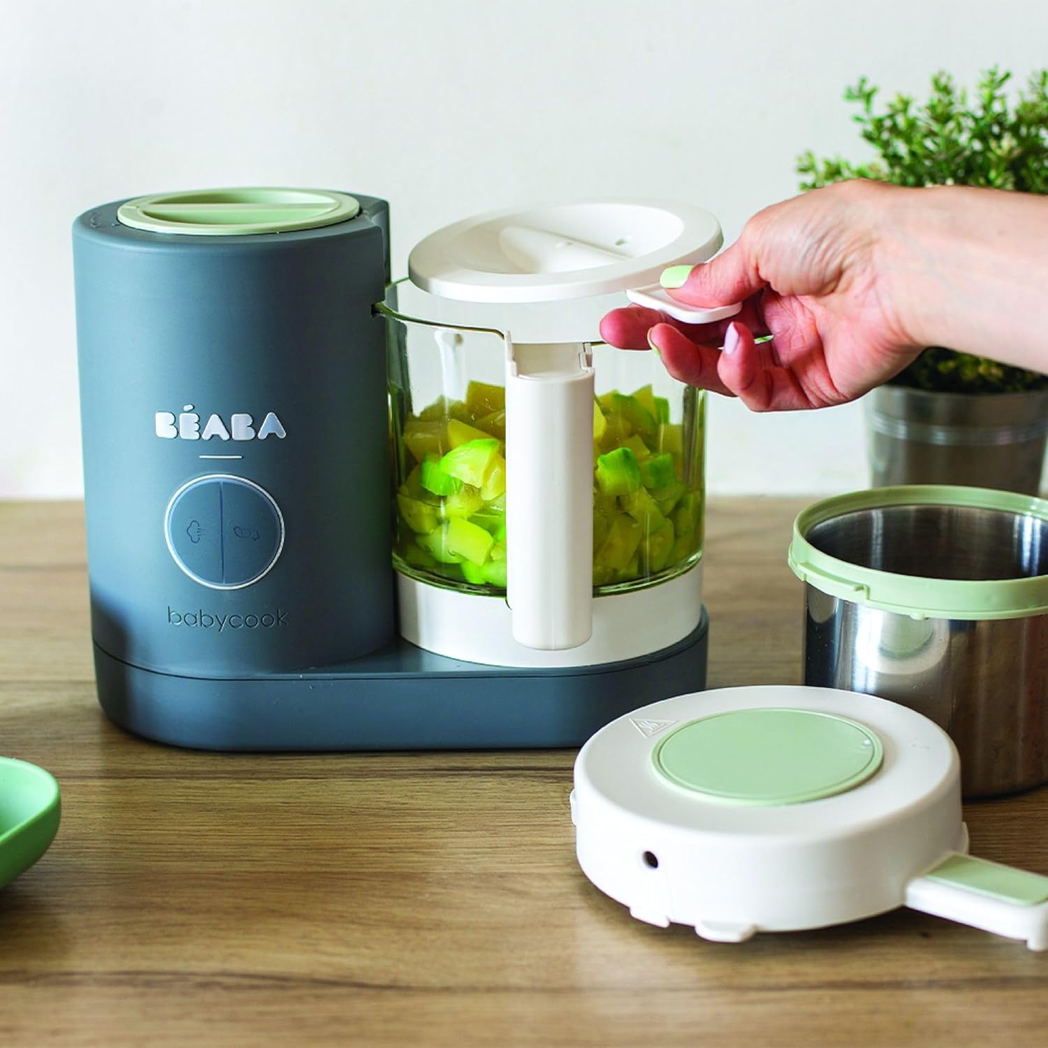 BÉABA, Babycook Neo, mikser parowy 6 w 1, robot dla niemowląt, wyprodukowany we Francji, szklana miska, zbiornik ze stali nierdzewnej, duża pojemność, dywersyfikacja żywności, małe doniczki dla