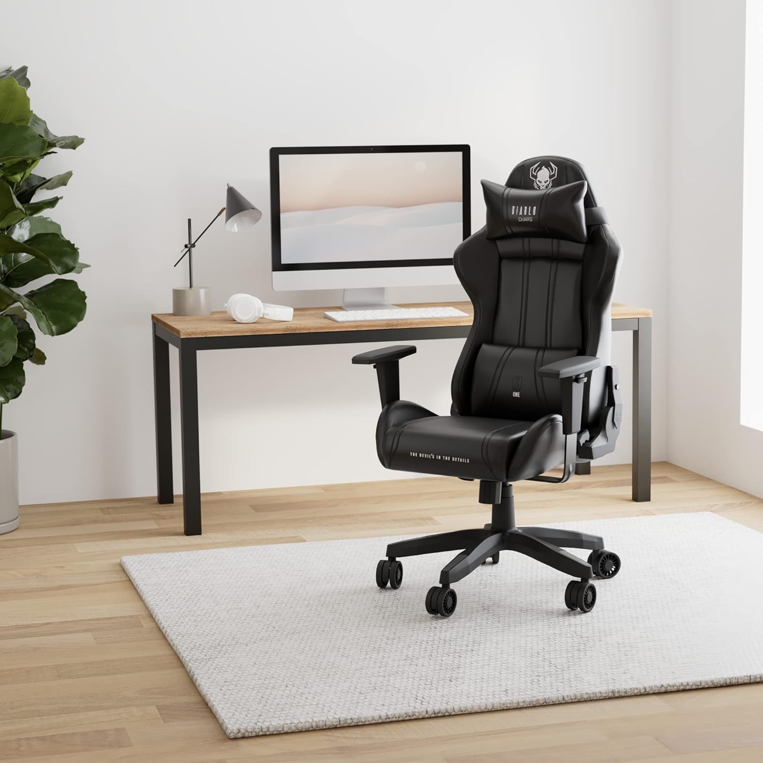 Diablo X-One 2.0 Fotel Gamingowy Krzesło Biurowe Dla Gracza Obrotowy Regulowane Podłokietniki Ekoskóra Ergonomiczny Design Funkcja Bujania Poduszka Pod Kark i Lędźwie (Candy Rose, Normal)