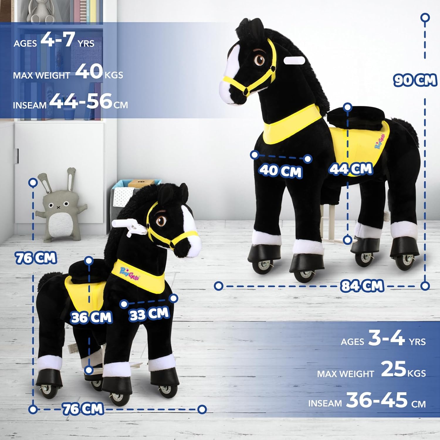 PonyCycle 2023 Nowy Model E Jednorożec do Jazdy na Mechanicznym Chodzącym Jednorożcu z Hamulcem (Fioletowy/Rozmiar 4 dla Dzieci w Wieku 4-8 Lat) Hulajnoga dla Maluchów do Jazdy na Koniu - E413