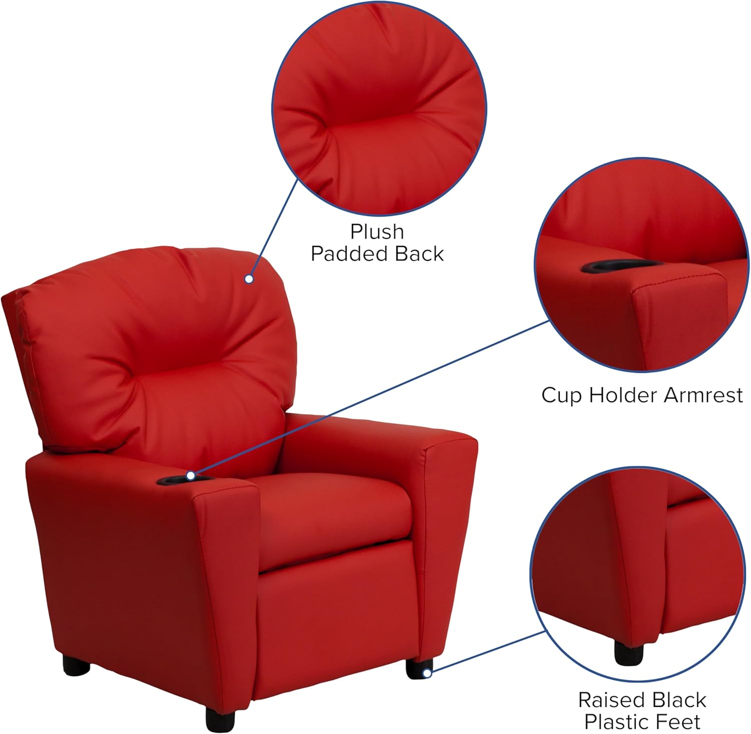 Flash Furniture Współczesny leżak dziecięcy z uchwytem na kubki, drewno, beżowy winyl, 66,04 x 53,34 x 53,34 cm