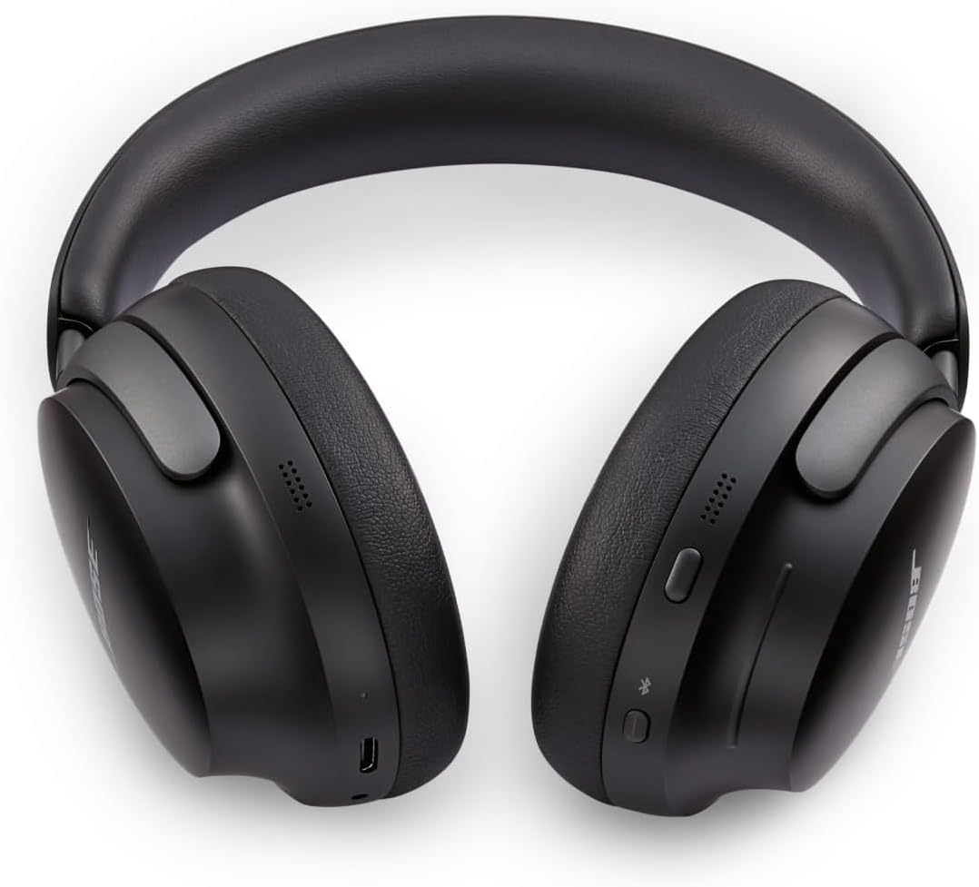 Bose QuietComfort Ultra Słuchawki bezprzewodowe z redukcją szumów i dźwiękiem przestrzennym, słuchawki nauszne z mikrofonem, do 24 godzin pracy na akumulatorze, Czarny