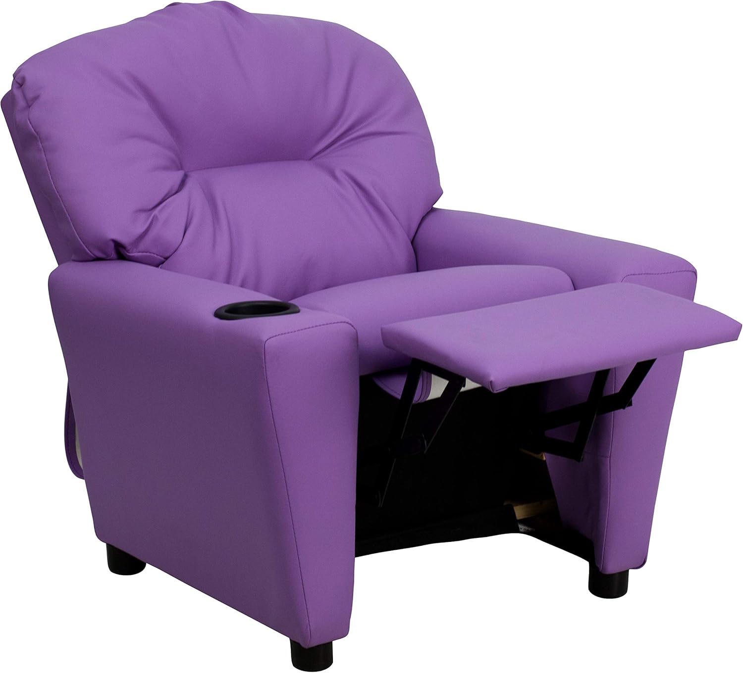 Flash Furniture Współczesny leżak dziecięcy z uchwytem na kubki, drewno, beżowy winyl, 66,04 x 53,34 x 53,34 cm