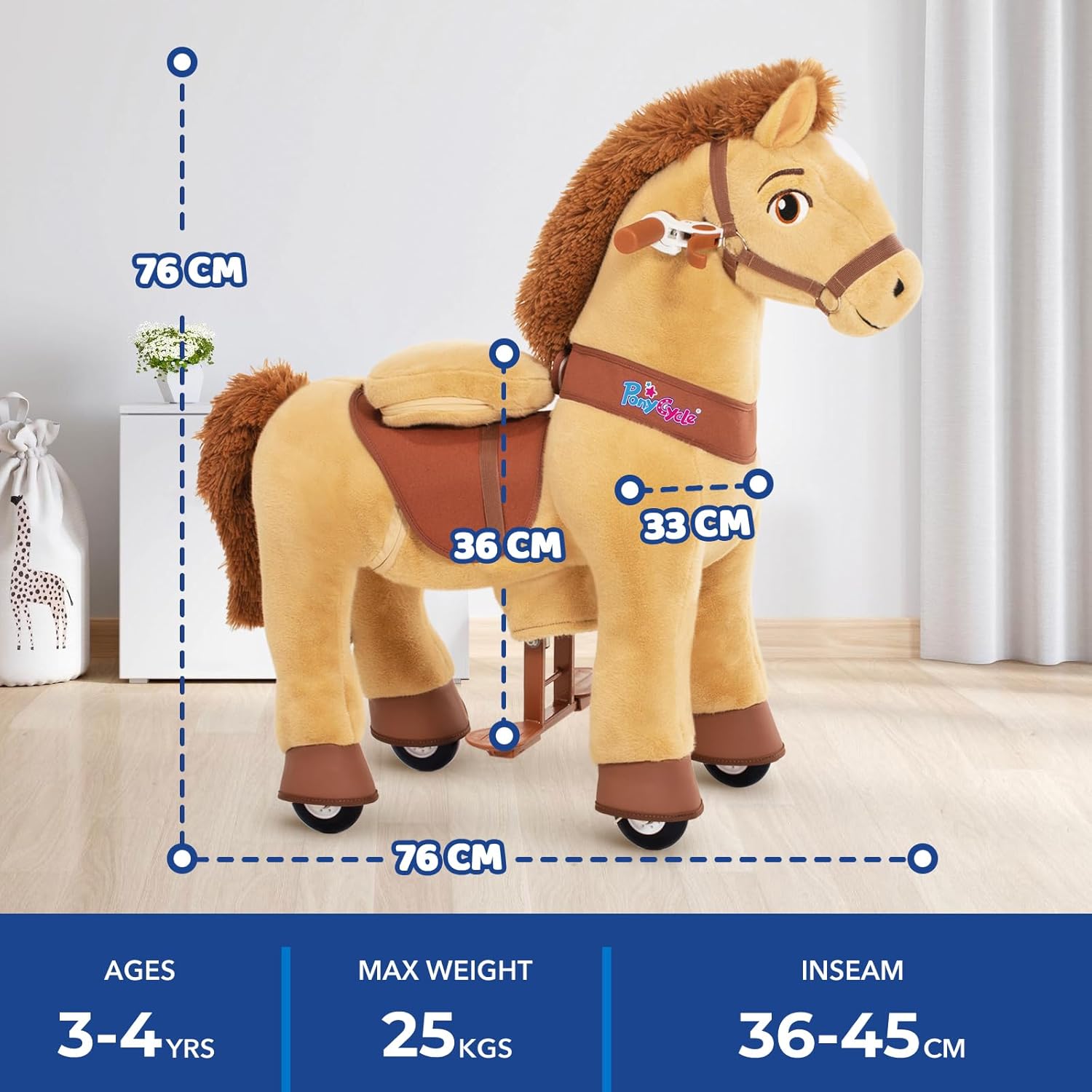 PonyCycle 2023 Nowy Model E Jednorożec do Jazdy na Mechanicznym Chodzącym Jednorożcu z Hamulcem (Fioletowy/Rozmiar 4 dla Dzieci w Wieku 4-8 Lat) Hulajnoga dla Maluchów do Jazdy na Koniu - E413