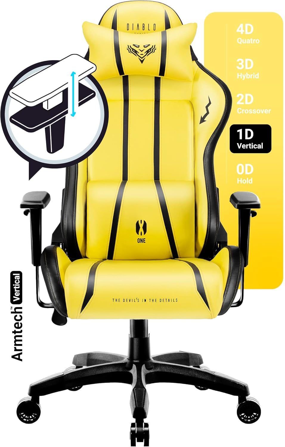 Diablo X-One 2.0 Fotel Gamingowy Krzesło Biurowe Dla Gracza Obrotowy Regulowane Podłokietniki Ekoskóra Ergonomiczny Design Funkcja Bujania Poduszka Pod Kark i Lędźwie (Candy Rose, Normal)