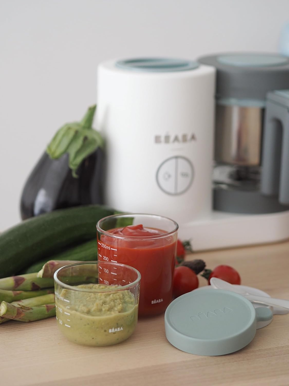 BÉABA, Babycook Neo, mikser parowy 6 w 1, robot dla niemowląt, wyprodukowany we Francji, szklana miska, zbiornik ze stali nierdzewnej, duża pojemność, dywersyfikacja żywności, małe doniczki dla