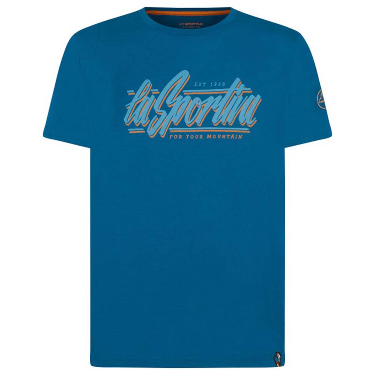 Retro Mens Climbing T-Shirt Blue