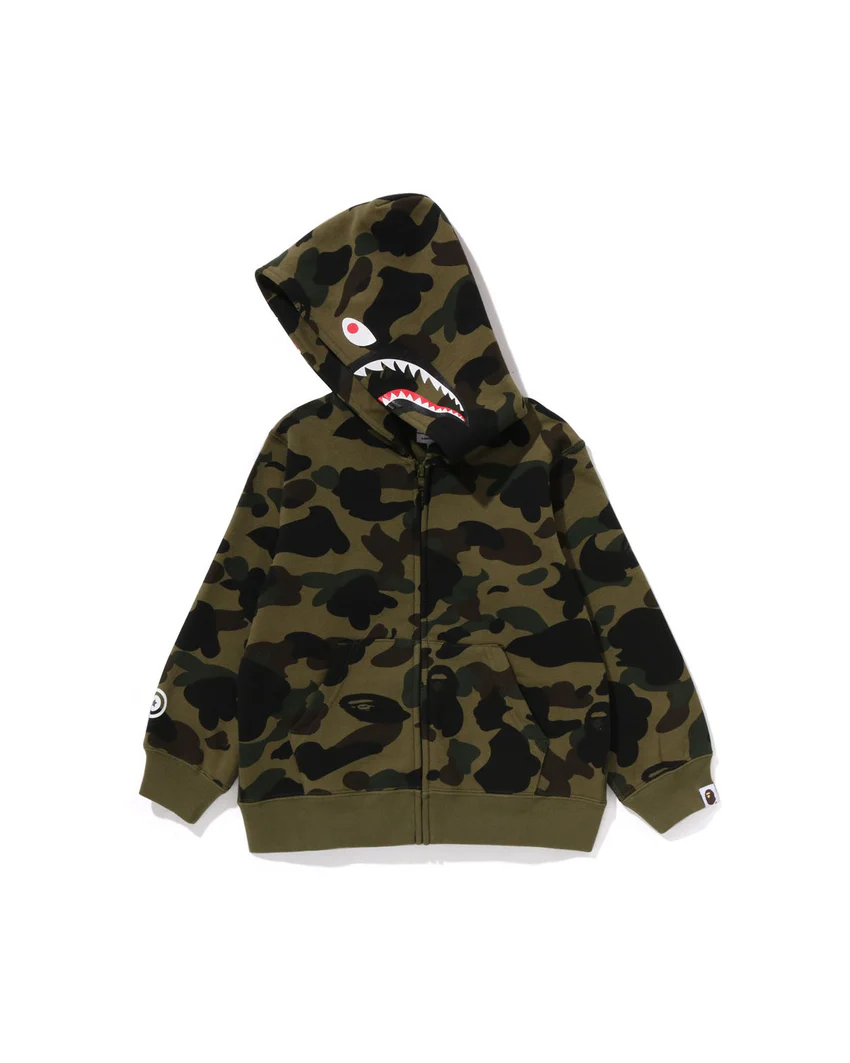 Kids 1st Camo Patch Print Shark Zip Hoodie