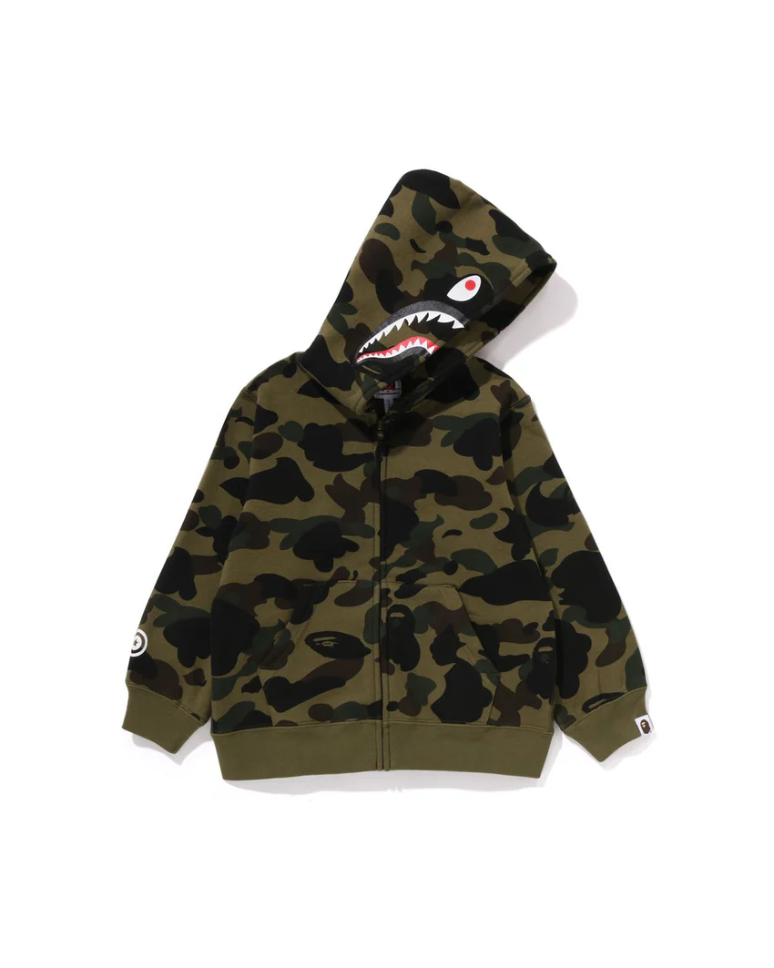 Kids 1st Camo Patch Print Shark Zip Hoodie