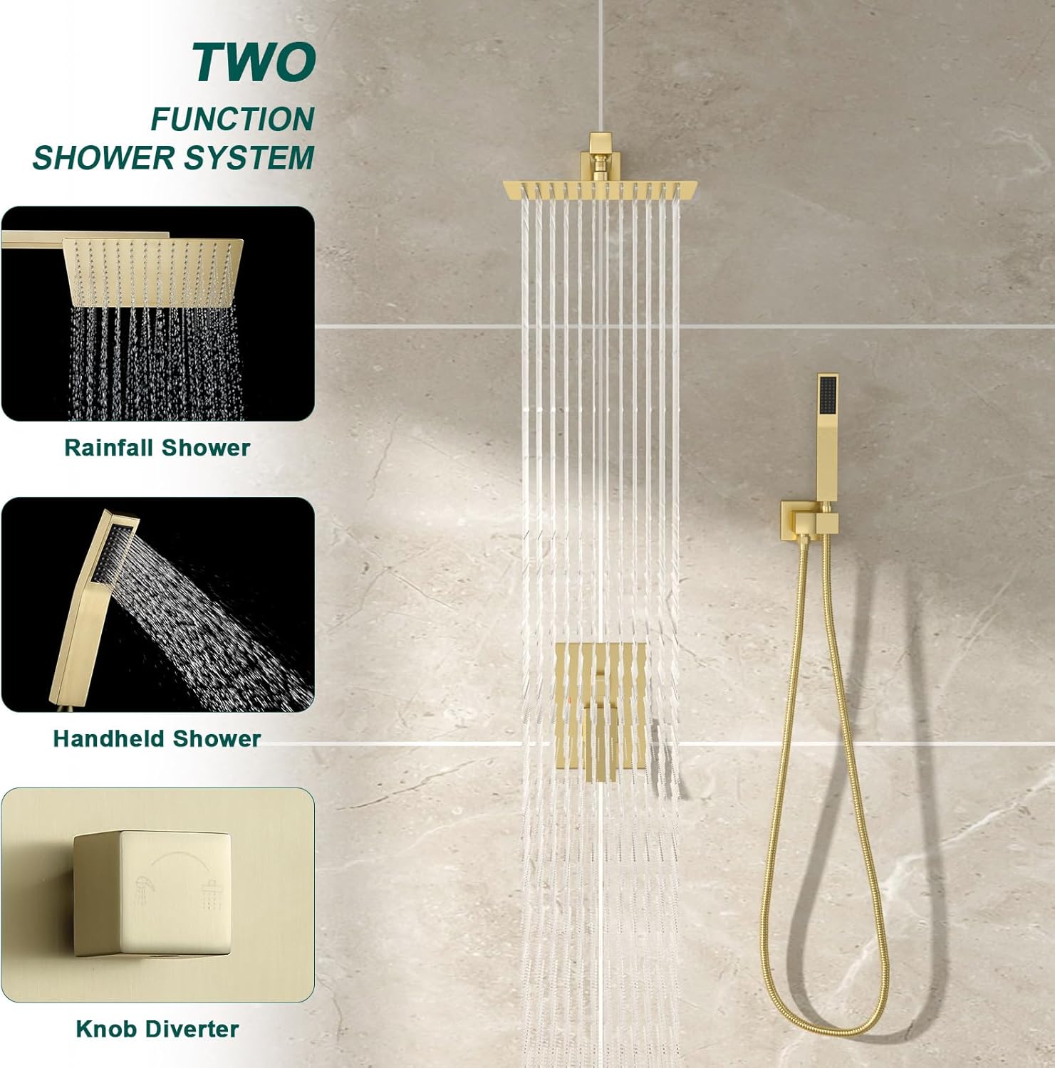 Shower System - 10 Inch Shower Faucet Set Black Shower Head And Handle Set Rainfall Wall Mounted Shower Fixtures Shower Valve And Trim Kit, Black #TLSH-806