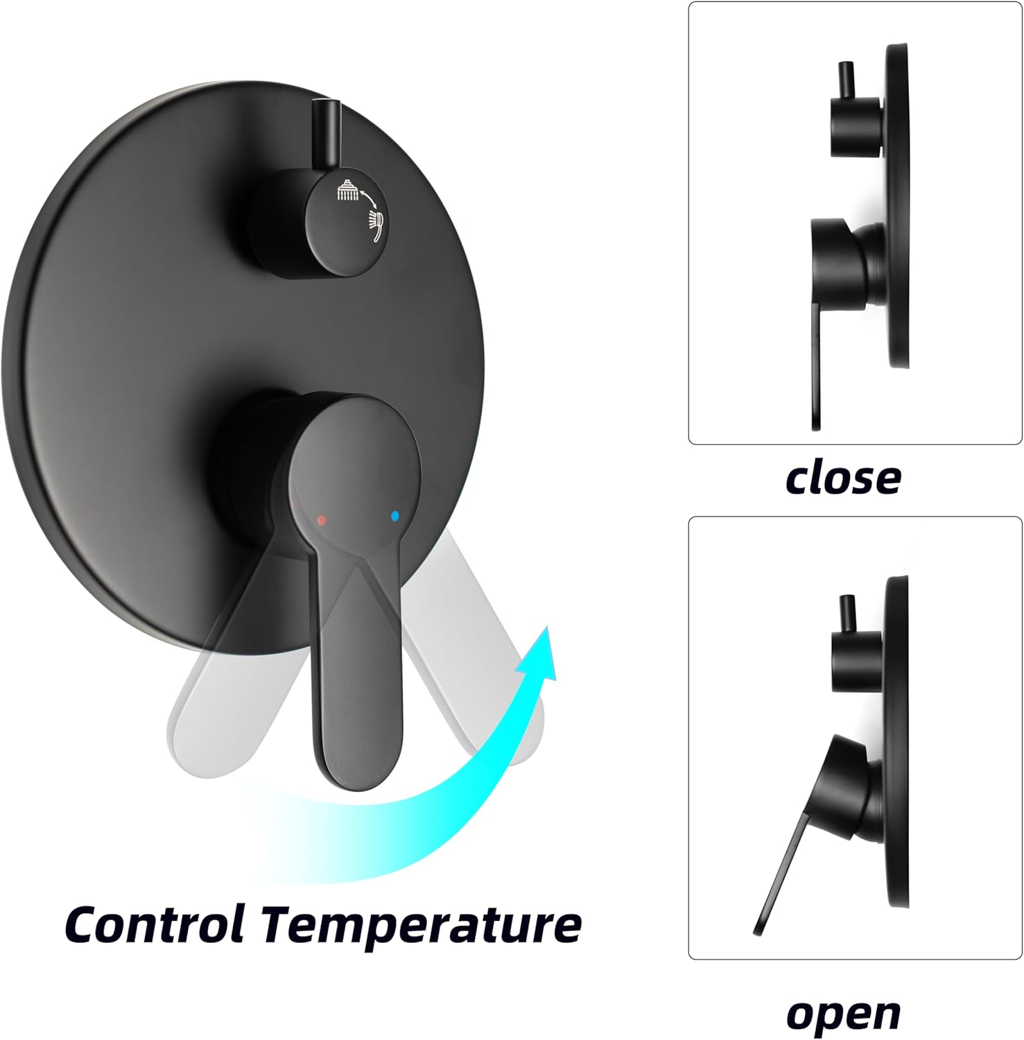 Rainfall Shower System Matte Black High Pressure Shower Combo Kit 10 inch Shower Head and with Hand Held Hose Rough-in Valve and Shower Trim Included Bathroom