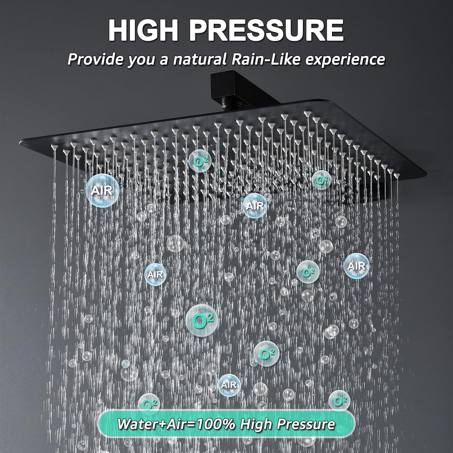 Kojox Thermostatic Shower System - Premium 12-Inch Rainfall Shower Head & Handheld - Complete Bathroom Shower Set with Faucet Mixer Trim Kit & Valve, Matte Black Finish