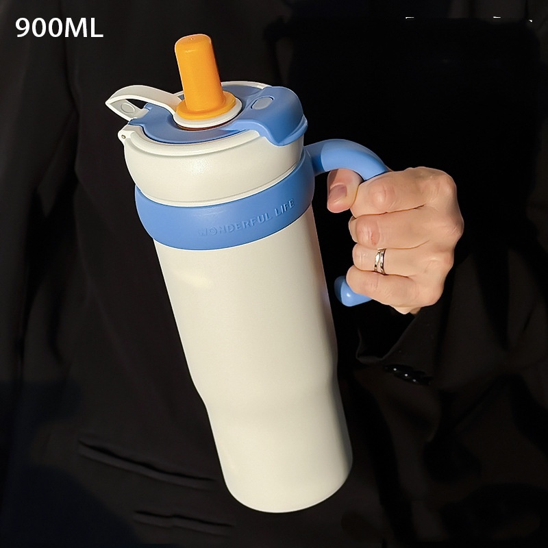 Heart Pattern Straw Water Bottle