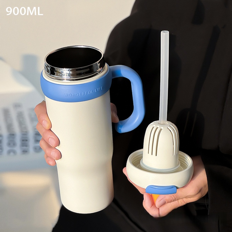 Heart Pattern Straw Water Bottle