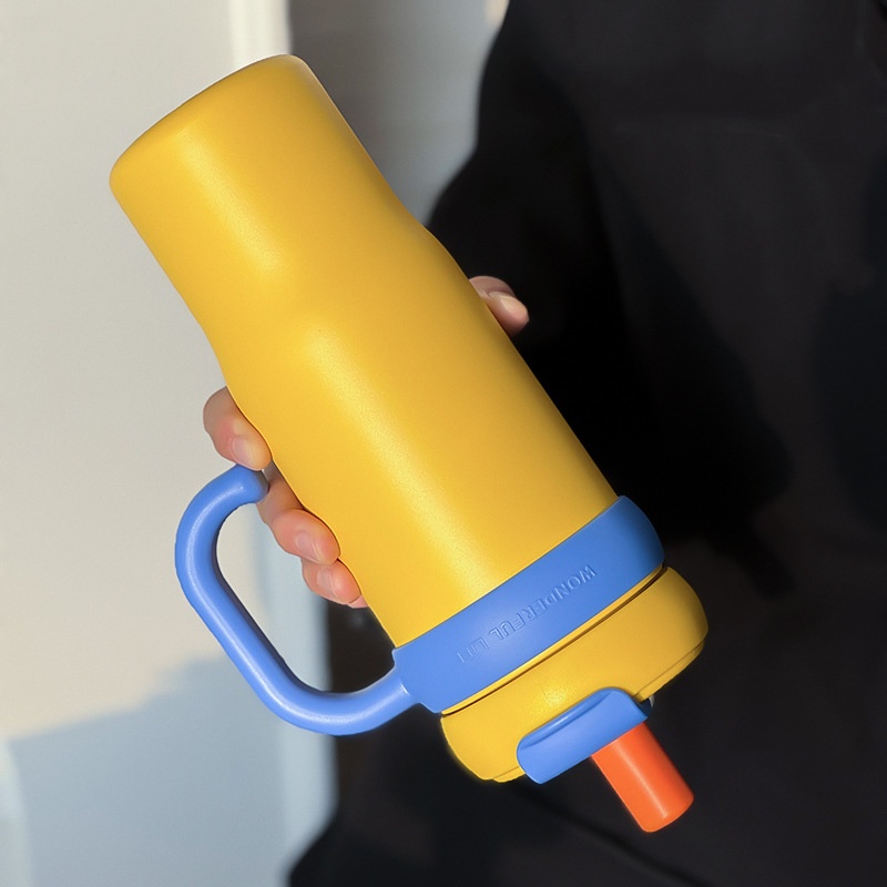 Heart Pattern Straw Water Bottle