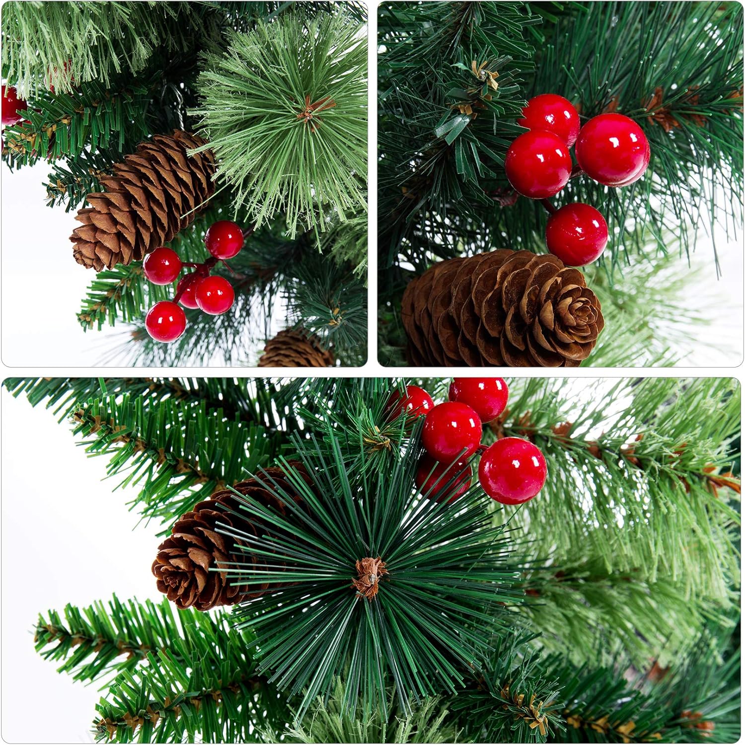 Senjie Artificial Christmas Garland with Pine Cones and Red Berries,9 Foot by 10 Inch Xms Decorations Unlit