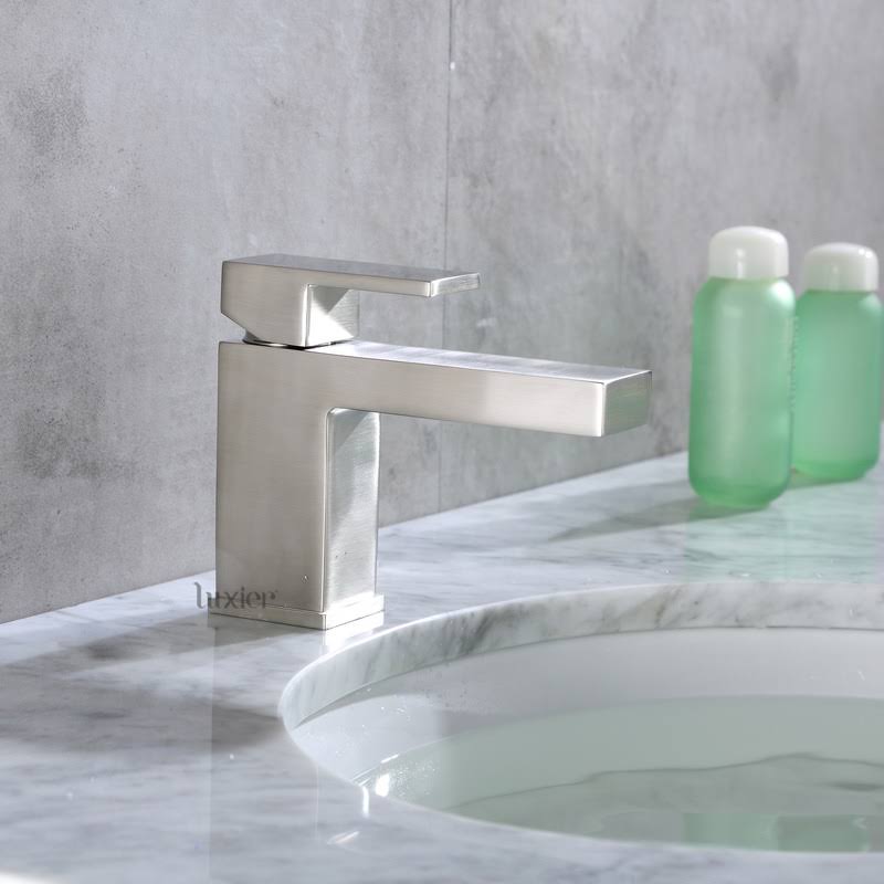 Luxier Hole Vanity Sink Lavatory Single Handle Standard Bathroom Faucet; Brushed Nickel