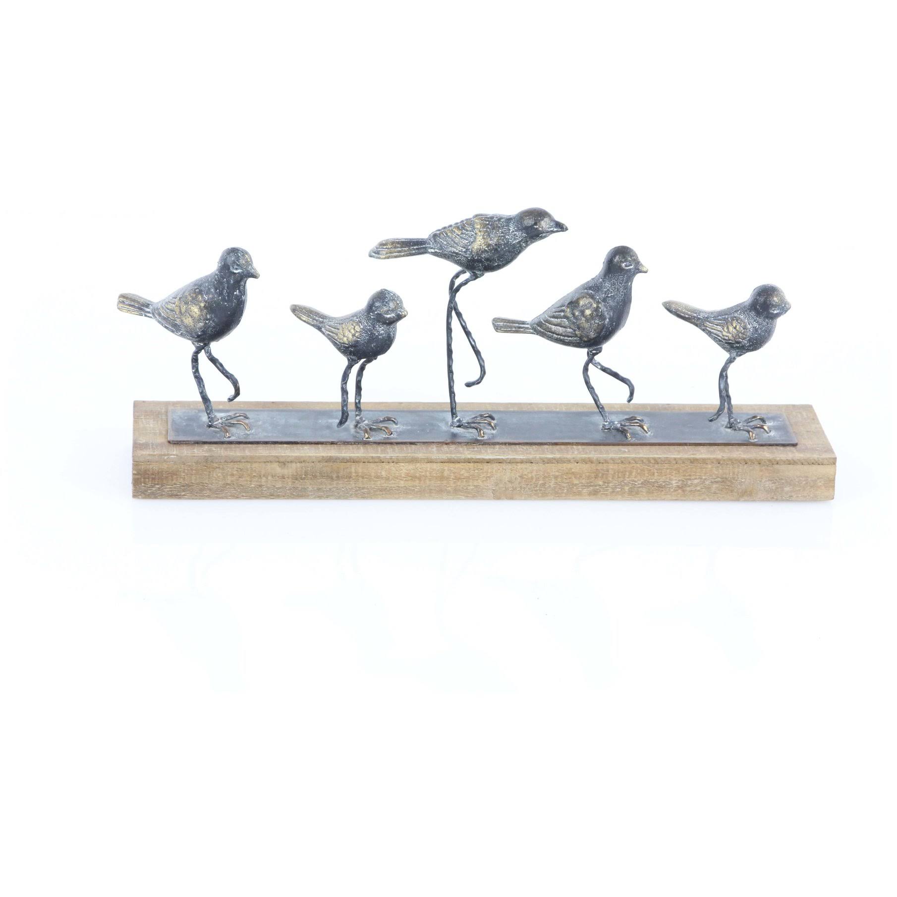 Metal/Wood Birds Sculpture