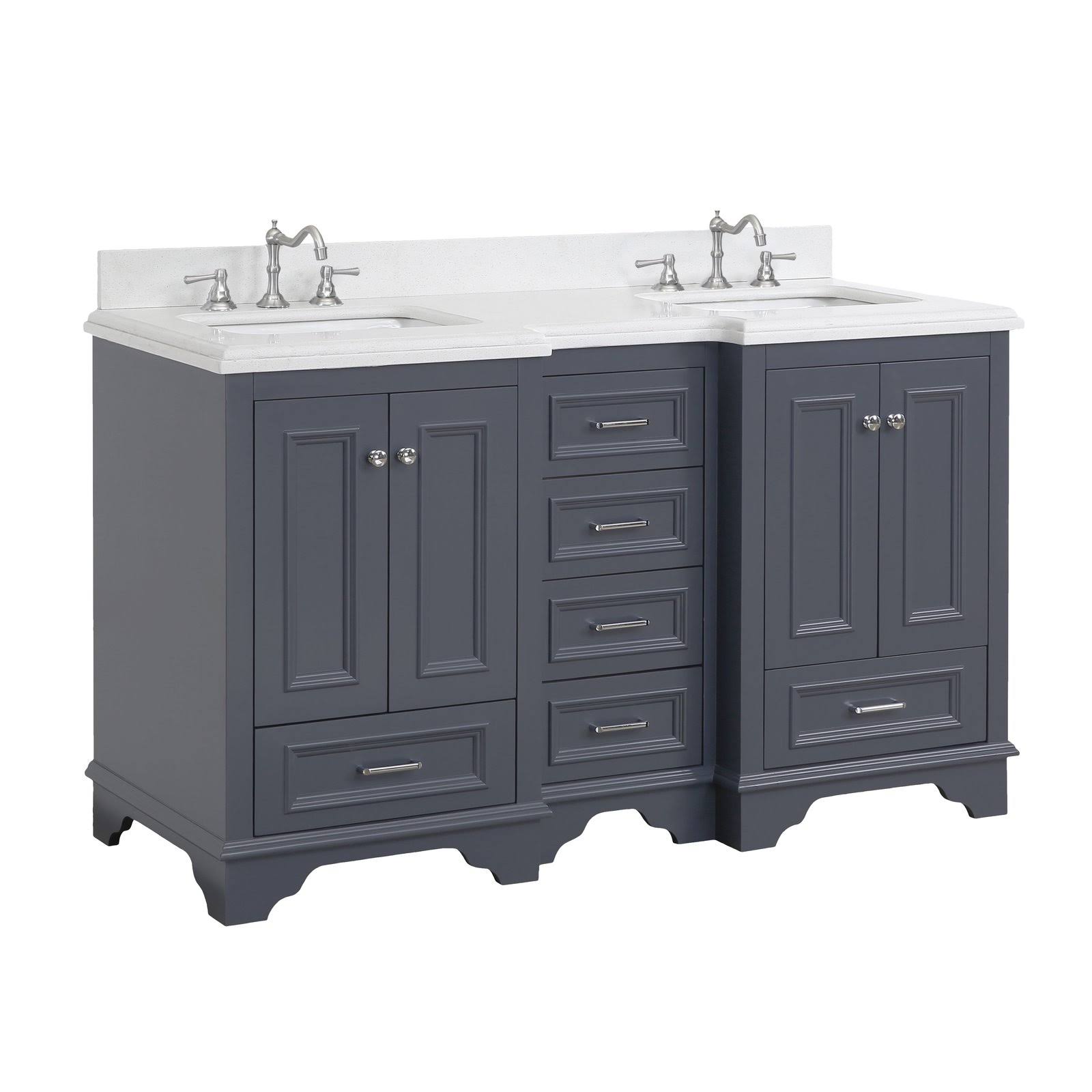 Nantucket 60 inch Double Bathroom Vanity, Gray