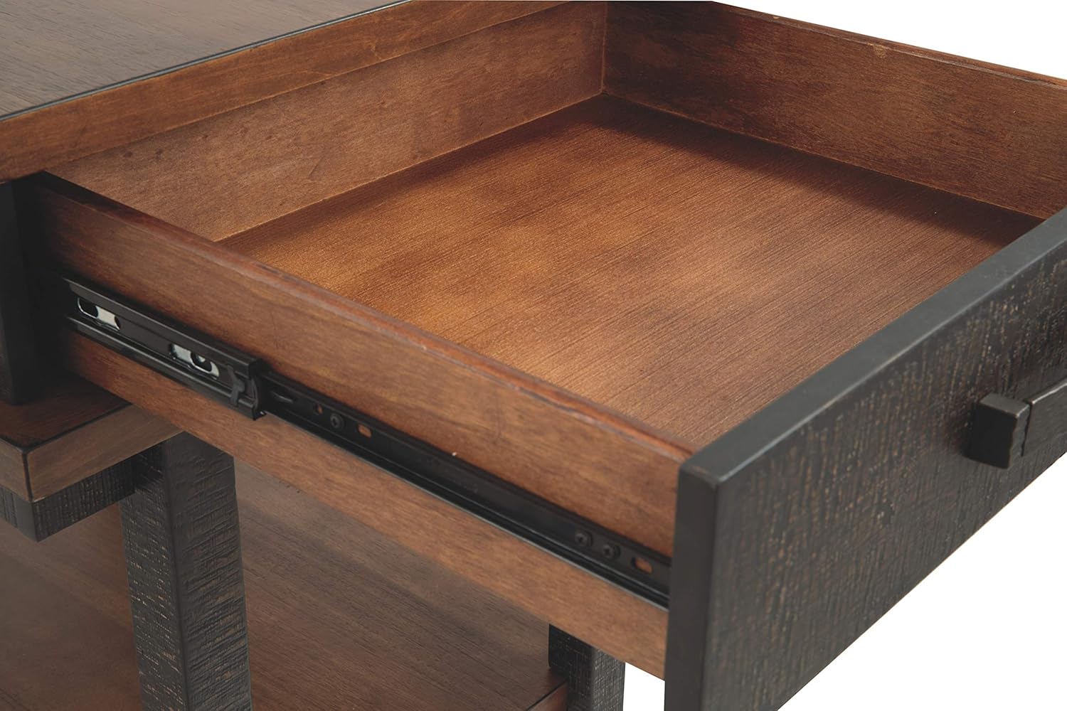 Signature Design by Ashley Stanah Rustic Chair Side End Table with 2 Outlets & 2 USB Charging Ports, Two-Tone Brown