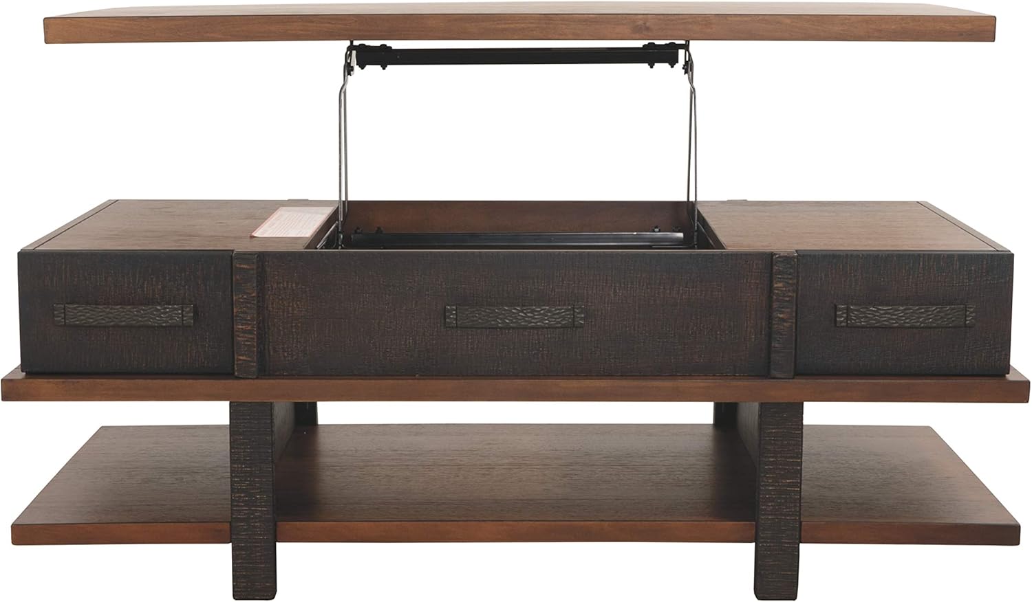 Signature Design by Ashley Stanah Rustic Chair Side End Table with 2 Outlets & 2 USB Charging Ports, Two-Tone Brown