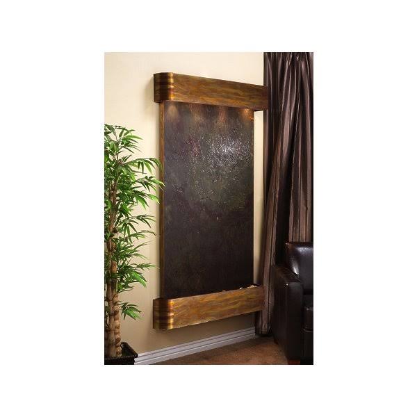 Adagio Fountains Summit Falls Natural Stone/Metal Wall Fountain with Light