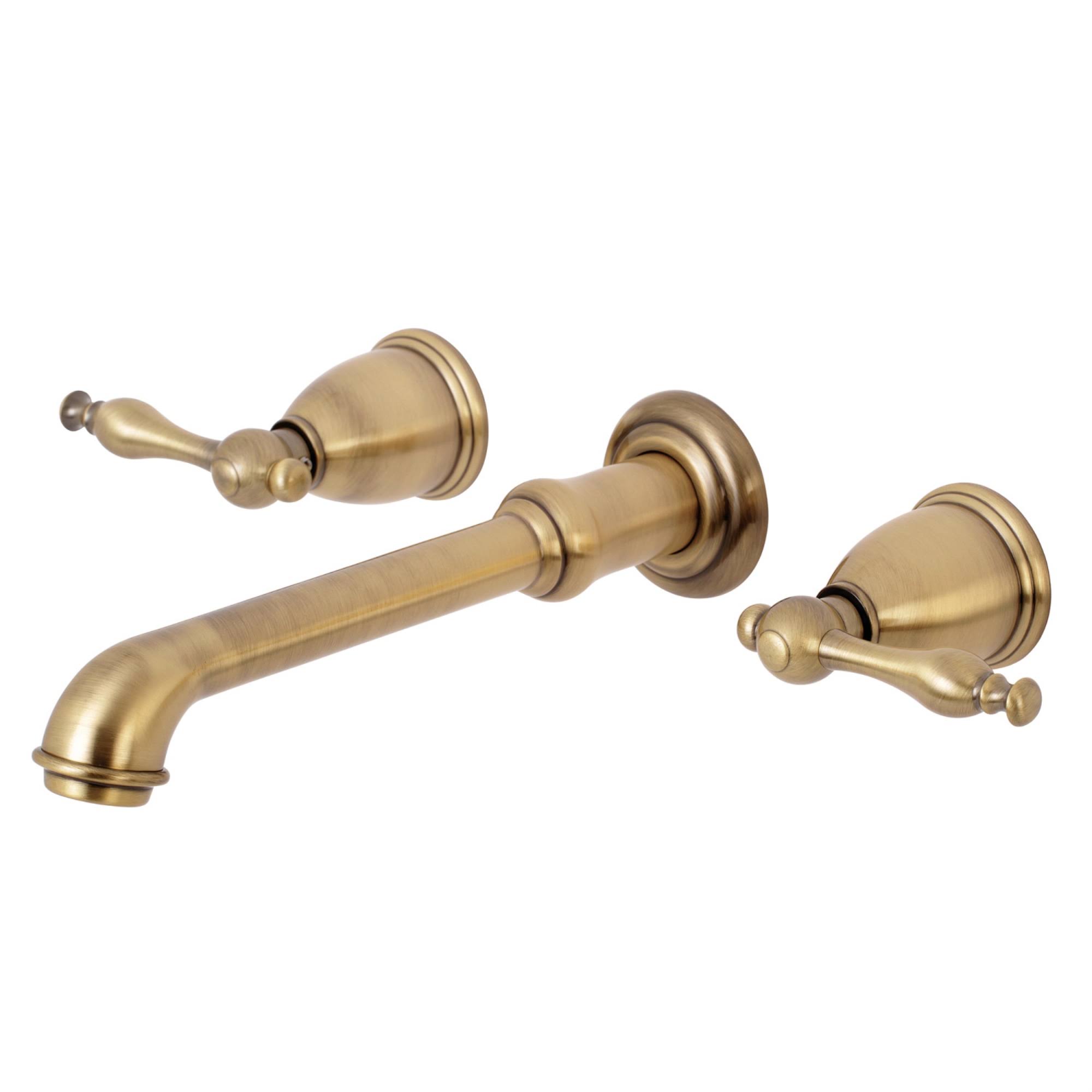 Kingston Brass KS7023NL Naples 2-Handle Wall Mount Roman Tub Faucet, Antique Brass