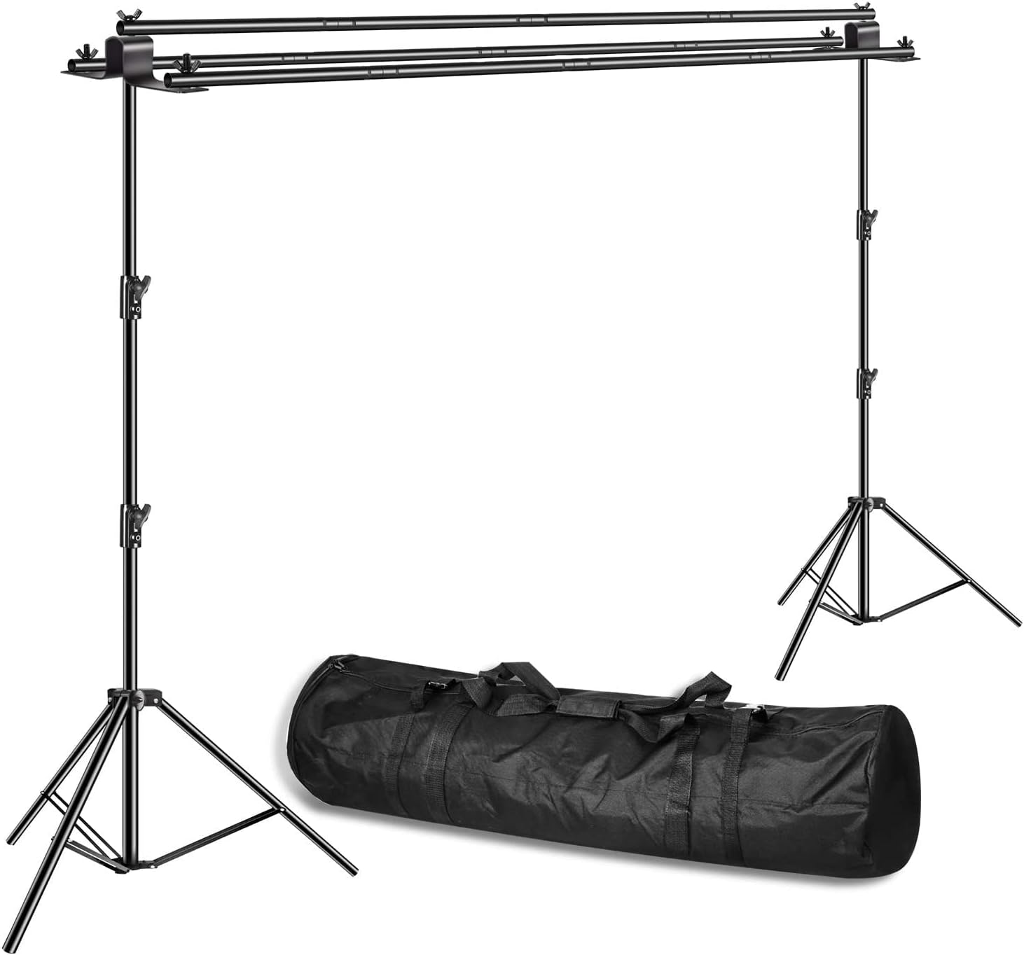 Emart Triple Crossbar 10 ft Wide 8.5 ft Height Backdrop Stand, Photo Video Studio Heavy Duty Adjustable Photography Muslin Background Support System Kit - 3 in 1 Multi Backdrop Stand