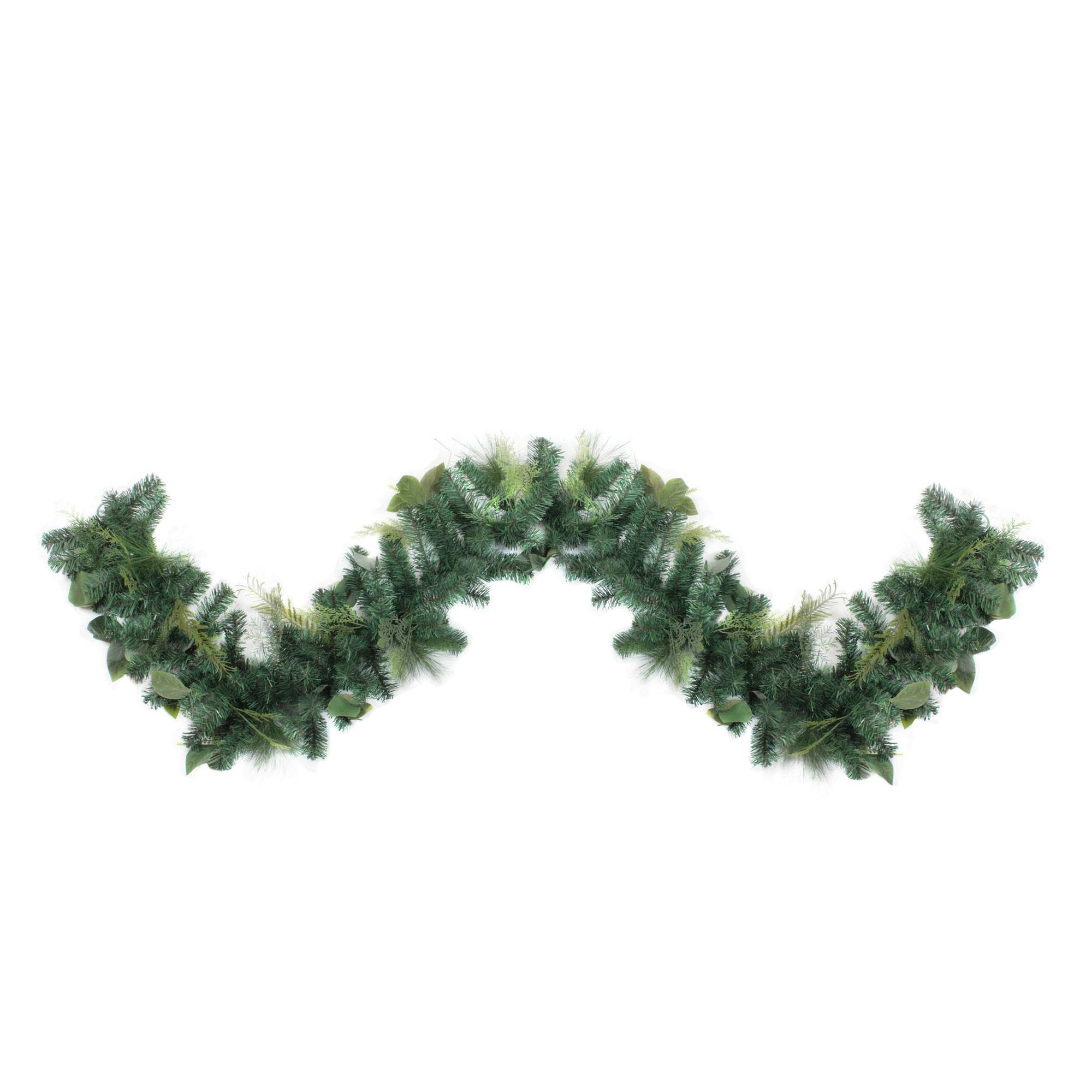 Northlight 9' Assorted Green Foliage and Needle Branch Christmas Garland - Unlit