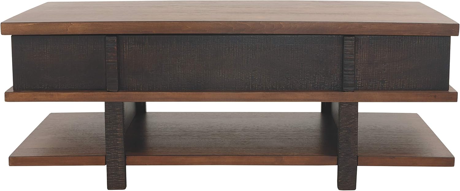 Signature Design by Ashley Stanah Rustic Chair Side End Table with 2 Outlets & 2 USB Charging Ports, Two-Tone Brown
