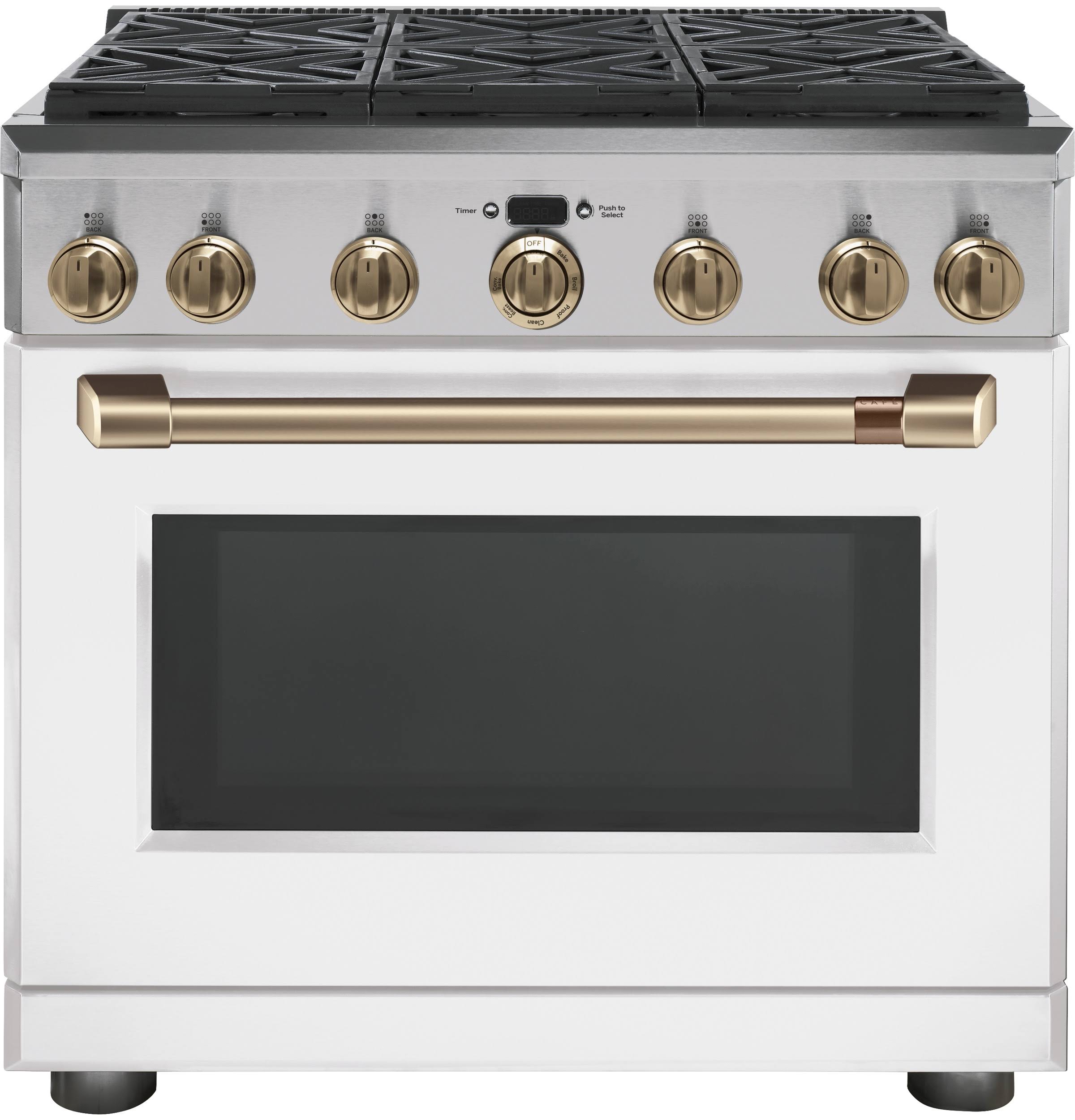 Cafe CGY366P4MW2 36 inch GAS Freestanding Range in Matte White