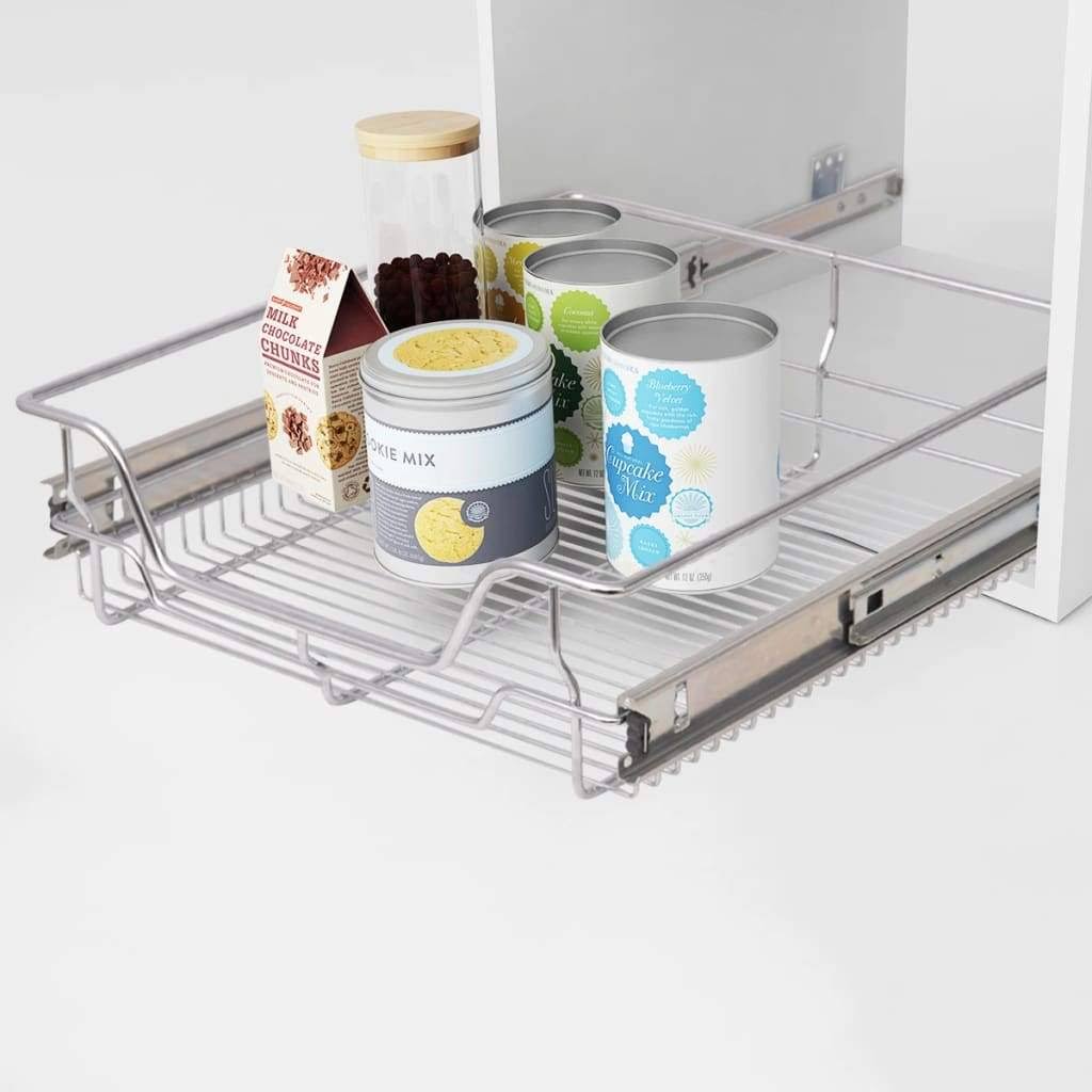 vidaXL Pull-Out Wire Baskets 2 Pcs Silver 19.7