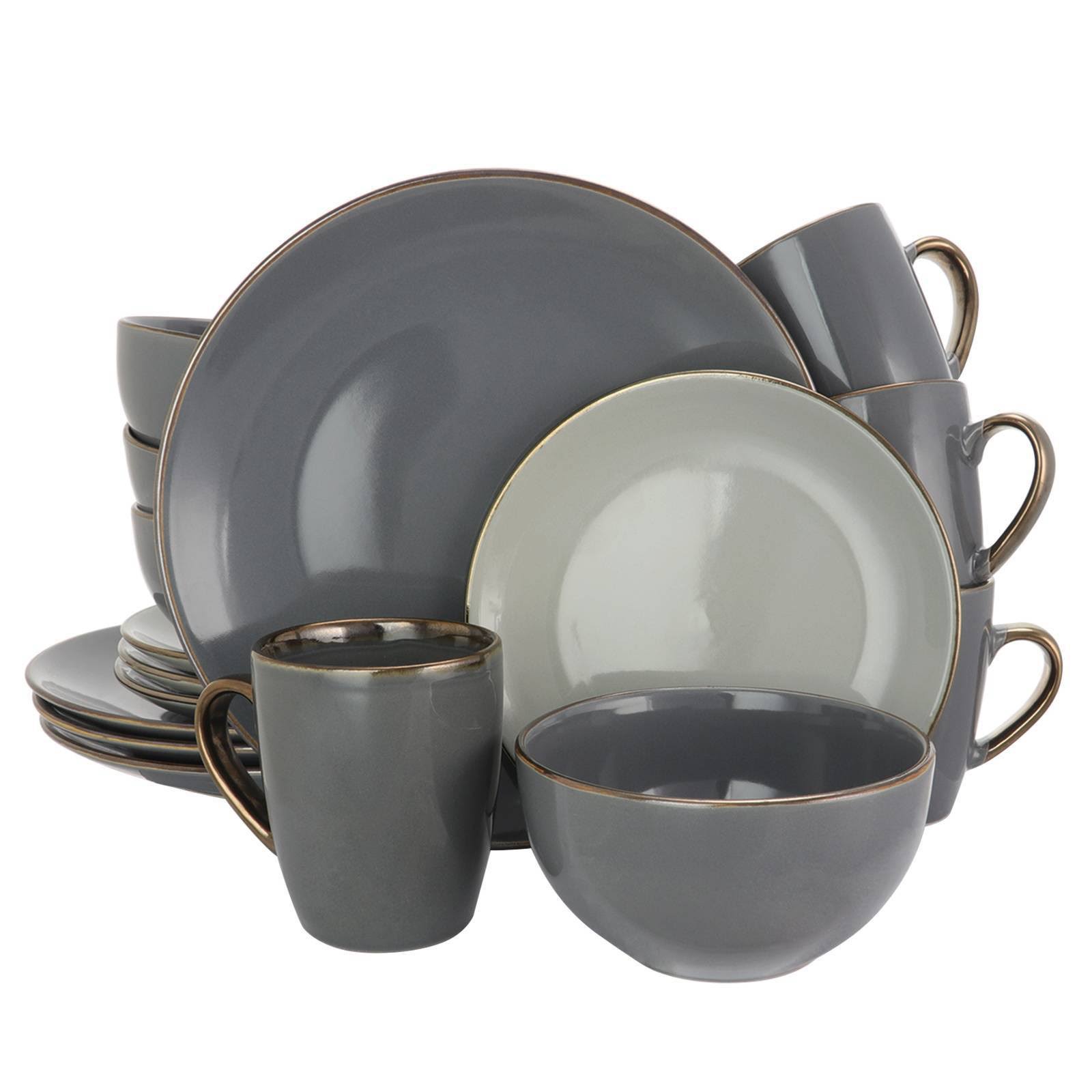Elama 16-Piece Stoneware Dinnerware Set, Tahitian Grand