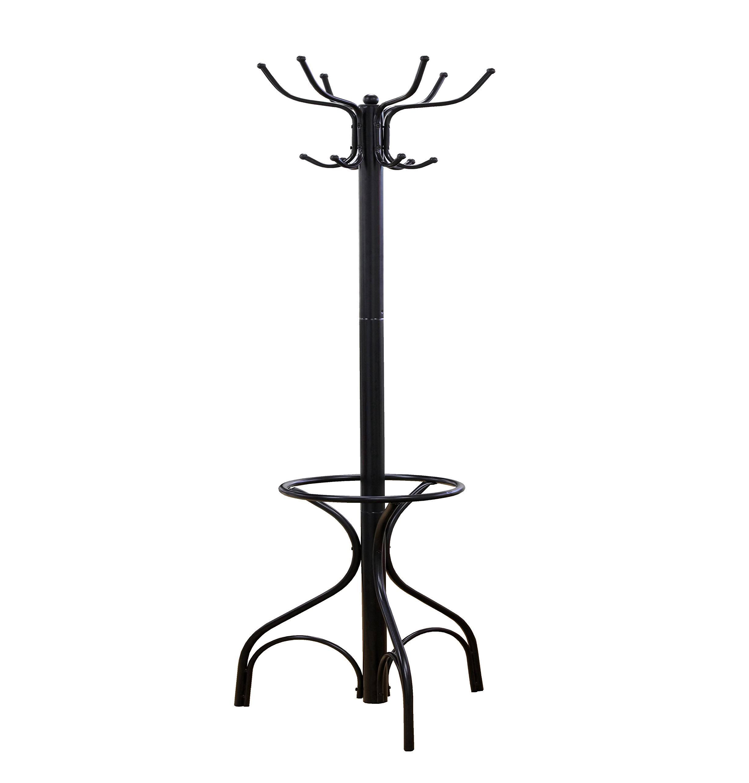 Frenchi Home Furnishing Metal Coat Rack with Black Umbrella Stand, Black