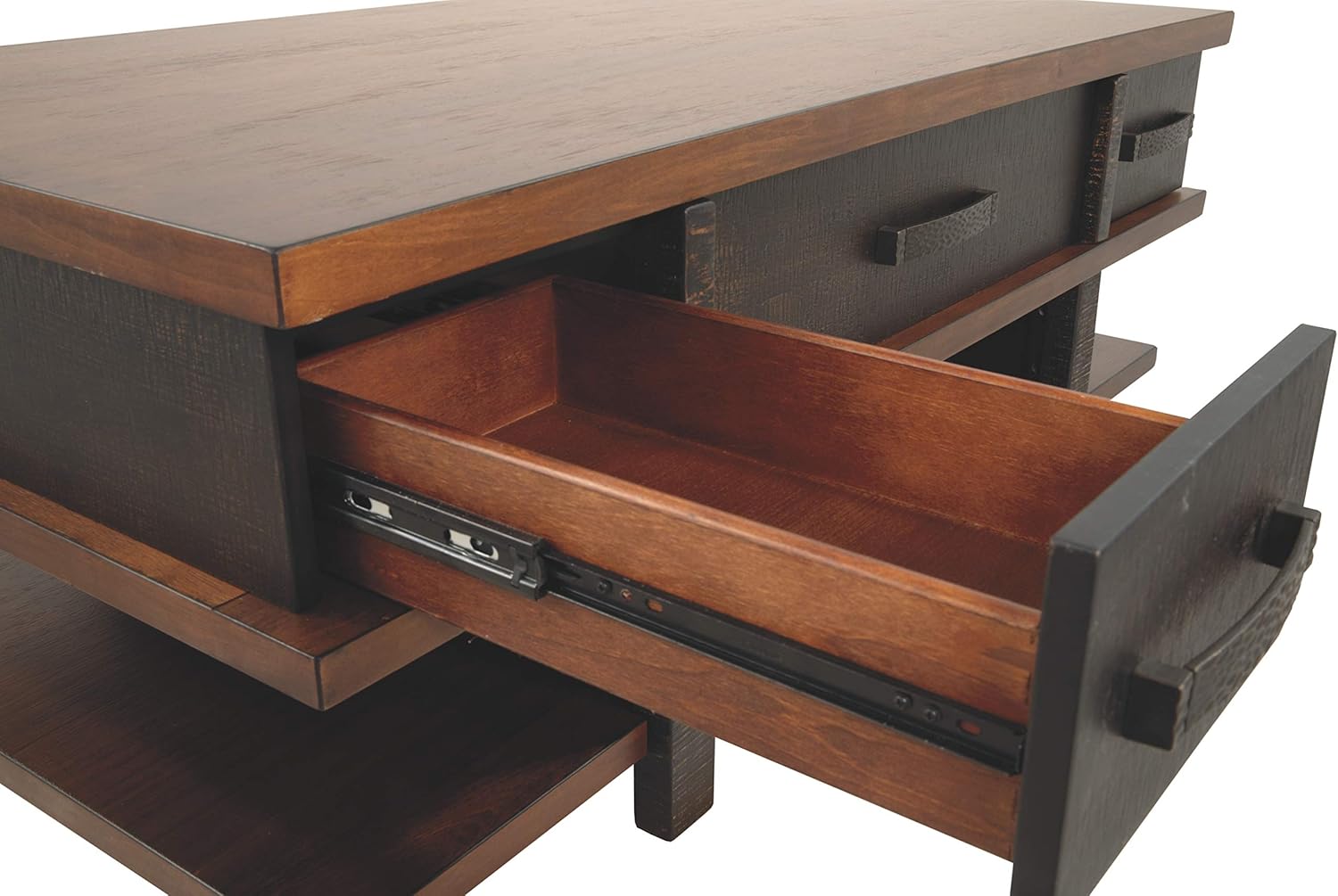 Signature Design by Ashley Stanah Rustic Chair Side End Table with 2 Outlets & 2 USB Charging Ports, Two-Tone Brown