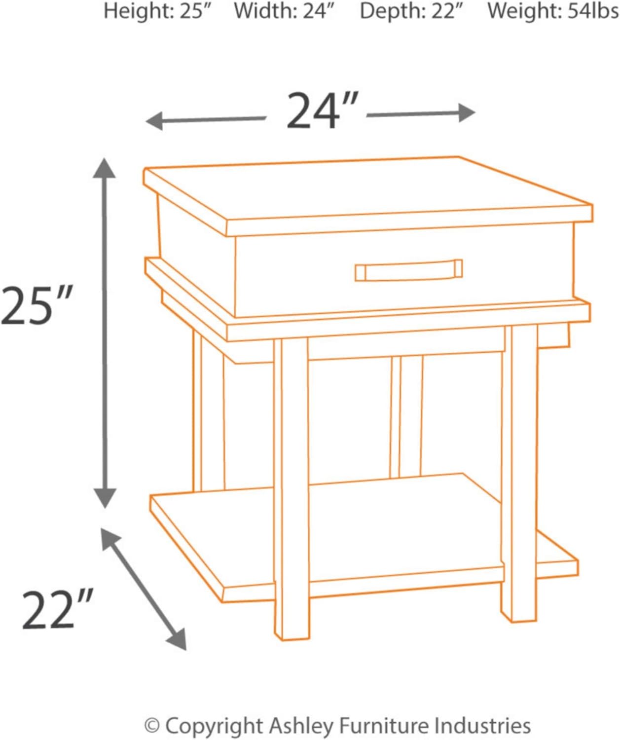 Signature Design by Ashley Stanah Rustic Chair Side End Table with 2 Outlets & 2 USB Charging Ports, Two-Tone Brown