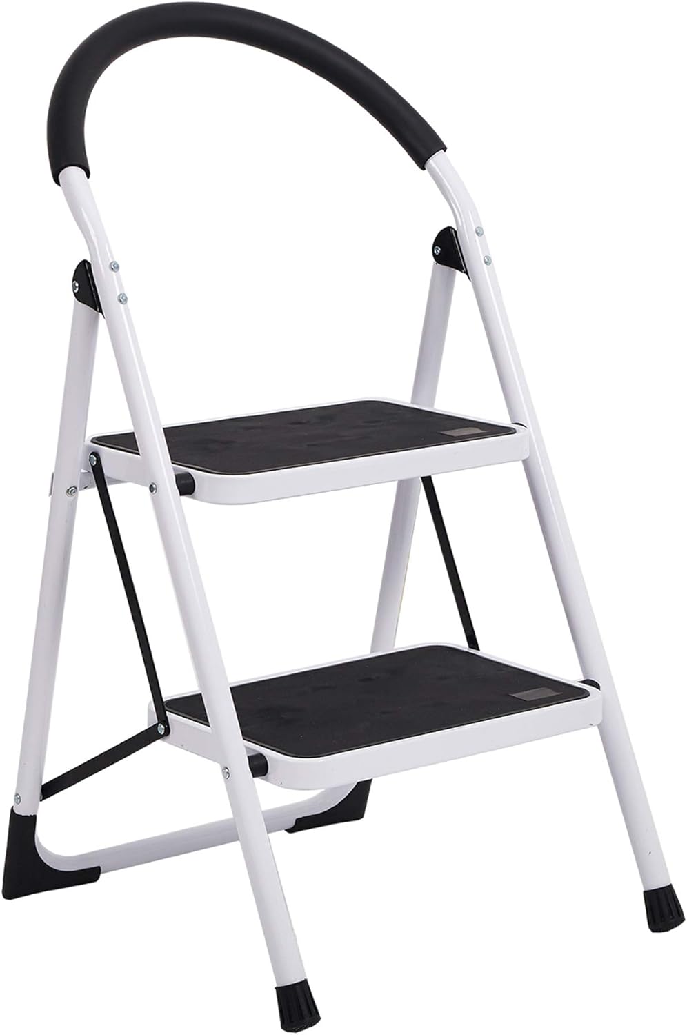 Sturdy 2 Step Ladder Folding Step Stool Heavy Duty Metal Ladders with Handle, 330 lbs Capacity