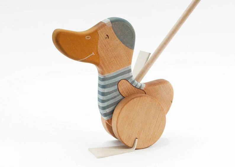 Handmade Wooden Duck Push Toy
